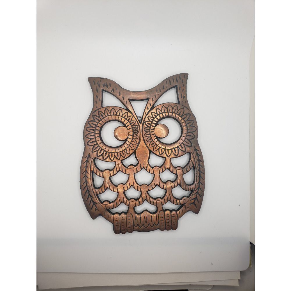 Vintage bronze OWL trivet heat resistant surface protection